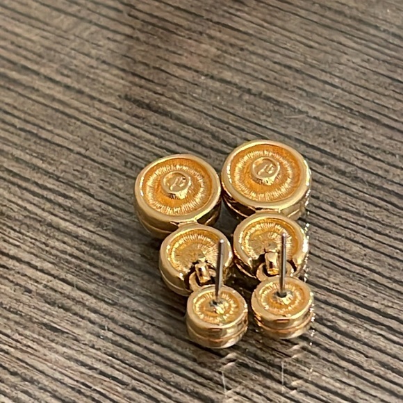 Vintage Swarovski Crystal Three Stone Drop Earrings, Gold-tone - Picture 7 of 16